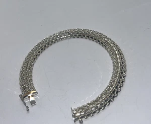 Woven Mesh Flexible Bracelet ITALY 925 Sterling 7" - Picture 1 of 6