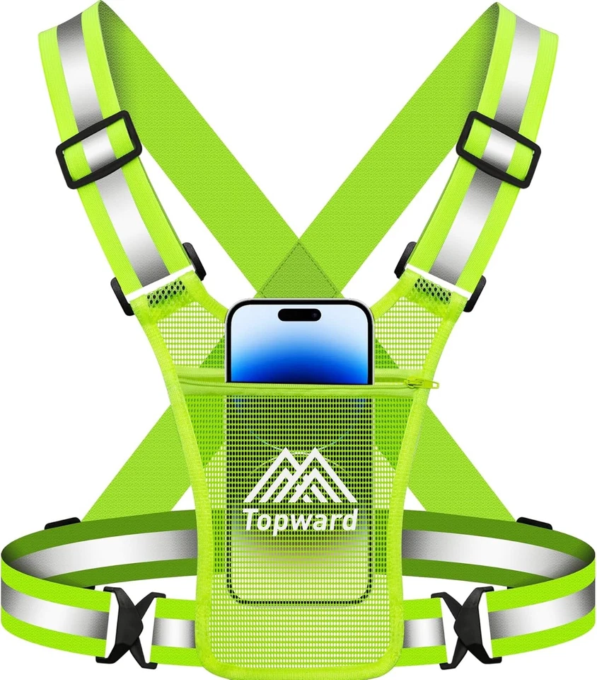 Running Vest Chest Phone Holder for Women Men, Reflective Vest Safety Gear for D - Image 1 of 4