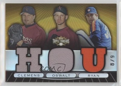 Triple Threads Relic Combos Gold 2007/9 Roger Clemens Roy Oswalt Nolan Ryan Salón de la fama Foto 1 de 2