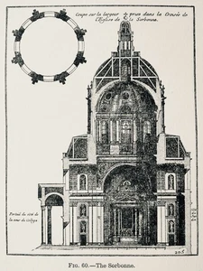 c1925 Architecture Plan of PARIS - THE SORBONNE Church of the Feuillants - Picture 1 of 2