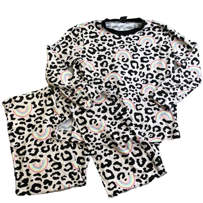 Pijama Pixie Lane Conjunto para Dormir Niñas 8 Estampado Leopardo Arco Iris Manga Larga Comodidad Foto 1 de 4