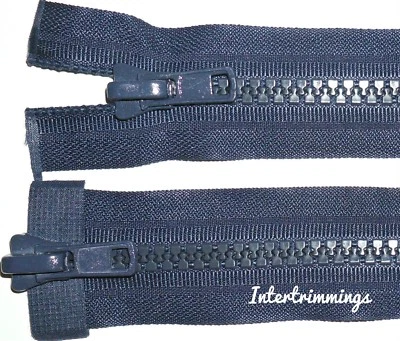 ZIPS NAVY CHUNKY TEETH PLASTIC TWO WAY OPEN END, NUMB 8 HEAVY DUTY (22" TO 28") - Image 1 of 2