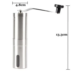 Coffee Bean Grinder - Stainless Steel Ceramic Burr Manual Hand Crank Nut Mill - Picture 1 of 7