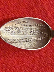 Galveston Texas Sea Wall Antique Sterling Shepard Spoon (S281) - Picture 1 of 10