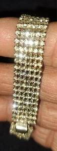 Vintage 7" Rhinestone Bracelet. Silvertone. 6 Rows. - Picture 1 of 5