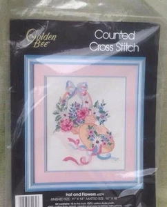 HAT AND FLOWERS Counted Cross Stitch #602779 By Golden Bee ~ New! - Picture 1 of 6