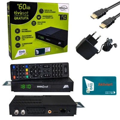 Digital Tivusat HD Satelliten Receiver Digiquest Ti9 + aktivierte Smartcard Full - Bild 1 von 4
