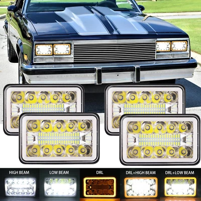 4PCS for Chevy El Camino 1982-1987 4x6" LED Headlights DRL High/Low Sealed Beam Foto 1 de 4