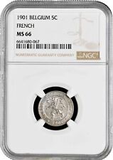 Belgium 5 centimes 1901 French, NGC MS66, "Leopold I (1832 - 1865)" Top Pop 1/0
