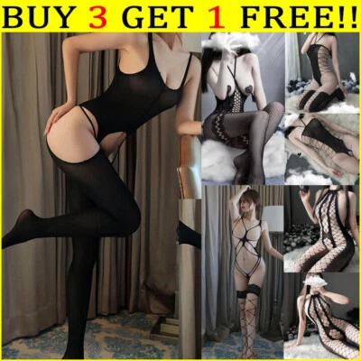 Sexy Women Lingerie Fishnet Crotchless Body Stocking Bodysuit Babydoll Underwear