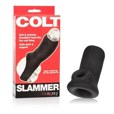 Colt Slammer Negro - Manga de Extensión de Pene de Extremo Abierto - Añade Circunferencia y Soporte Foto 1 de 4