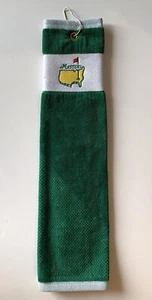 Masters Golf Towel Green Tri Fold Augusta National w bag clip - Picture 1 of 2