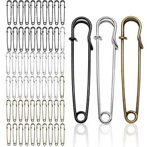 60pcs Large Safety Pins, 3 Inch Blanket Pins, Heavy Duty Crafts Safety Pins f... - Picture 1 of 7