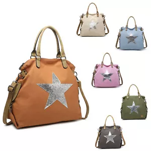 Large Shoulder Handbag Shopper Weekender Shining Star bag Woman Lady Canvas UK - Picture 1 of 26