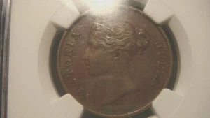 STRAITS SETTLEMENTS. VICTORIA. 1 CENT 1845. NGC SLABED. XF Details. - Picture 1 of 3