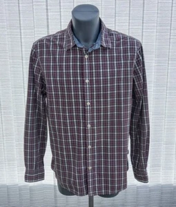 St George by Duffer Purple/White Cotton Check Long Sleeved Casual Shirt Size L - Picture 1 of 5