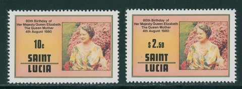 St. Lucia Scott #501-502 MNH Queen Mother Elizabeth's 80th Birthday $$ 395988 Cover