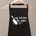My Kitchen My Rules Funny Printed Aprons for Men Women Novelty Chef Baking BBQ