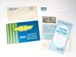 Camaro Chevelle Chevy Nova 1969 manual del propietario tarjeta de garantía - Imagen 1 de 6