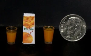 CARTON OF OJ AND GLASSES Dollhouse Miniature Food 1:12 Scale - Picture 1 of 1