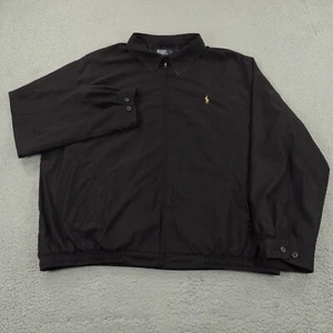 Polo Ralph Lauren Jacket Men 4XLT Black Full Zip Up Plaid Lined Bomber Tan Pony - Picture 1 of 10