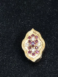 Estate Find Ruby/Diamond 14k Yellow Gold Slide Charm Pre-owned - Picture 1 of 10