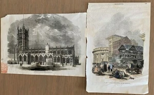TWO ANTIQUE HAND COLOURED ETCHINGS c.1850s, UNFRAMED - Picture 1 of 5