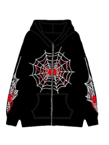 Y2k Emo Women Streetwear Hoodie Spider Punk Zip Up Hoodies Graphic Oversized - Picture 1 of 14