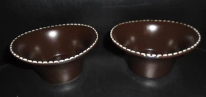 PAIR OF MARIO BATALI BROWN ITALIAN STITCH RAMEKINS SOUTHERN LIVING AT HOME - Picture 1 of 1