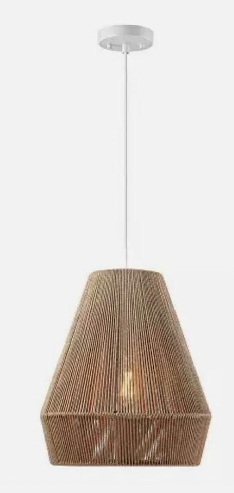 Pendant Light Globe Electric 60332 Grant 1 Twine, Matte, White Fabric Cord S11 - Image 1 of 3
