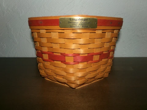 LONGABERGER Vintage 1997 Red Snowflake Basket Protector CHRISTMAS LIMITED Cover