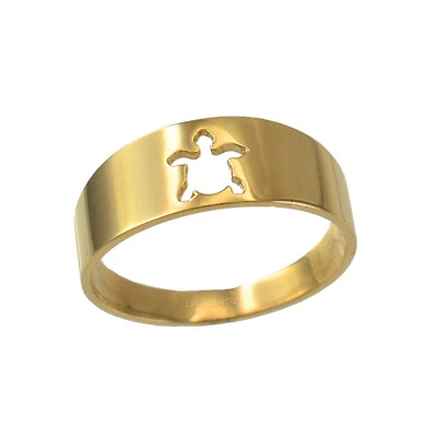 10K Polished Yellow Gold Sea Turtle Cut Out Ring Band - Image 1 of 2
