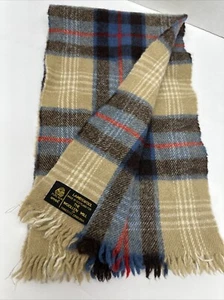 Vintage The Woollen Mill Edinburgh Scotland Tan Plaid Lambswool Scarf 8x58 Inche - Picture 1 of 6
