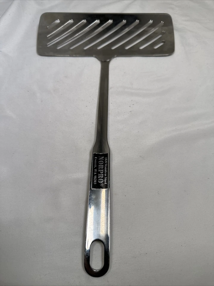 Espátula de acero inoxidable Norpro 18/10 13,5x8x3 pulgadas UTENSILIO DE COCINA USADO EN EXCELENTE ESTADO Foto 1 de 3