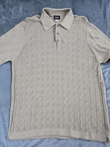 Suéter Neiman Marcus Para Hombres Medio Tostado Texturizado Tejido Polo Hecho en Italia - Imagen 1 de 9