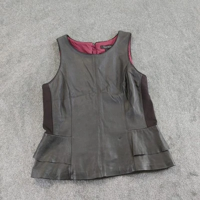 Top White House Black Market para mujer 12 cuero negro gótico punk WHBM Foto 1 de 4