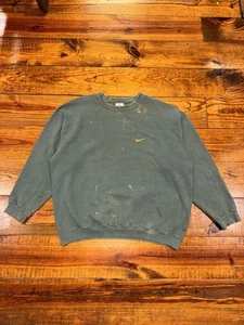 Vintage 90s Nike Swoosh Logo Crewneck Sweatshirt Faded Sage Green USA White Tag - Bild 1 von 12