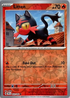 Litten - - SV05: Temporal Forces #032/162 Reverse Holo Common - Image 1 of 2