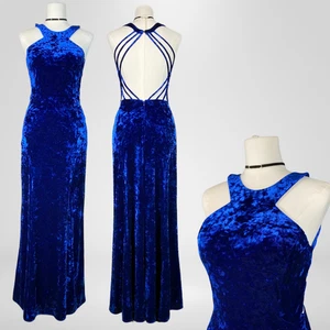 Vintage Morgan Co Damen Crushed Samt Whimsigoth Maxikleid Größe 7/8 Rückenfrei - Bild 1 von 13