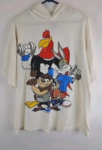 T-shirt con cappuccio Looney Tunes X-Large vintage 1994 Taz Bugs Foghorn allenamento palestra - Foto 1 di 11