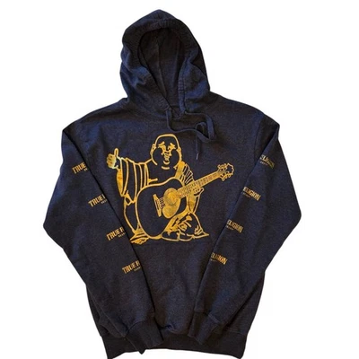 Pulôver com capuz True Religion masculino estampa de Buda azul tamanho médio - Imagem 1 de 4