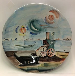 TRENTO LONGARETTI VENEZIA DIPINTO SU PIATTO IN CERAMICA 52CM - Picture 1 of 1