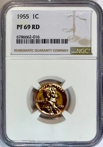 Lincoln Wheat Cent 1955 NGC PF69 RD rojo fuego brillante PCGS precio de lista $1150,00 - Imagen 1 de 4
