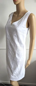 TU Ladies White Brodeire Sleeveless Lined Sheath Dress Size UK 8 - Picture 1 of 7