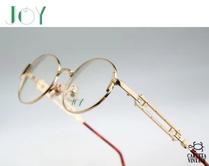 Joy Kazu, Vintage 90s designer gold oval eyeglasses frames mens & womens NOS - Picture 1 of 10