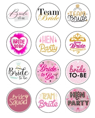 Toppers comestibles para cupcakes de noche de gallinas - oblea - decoraciones de fiesta de novia para ser Foto 1 de 3