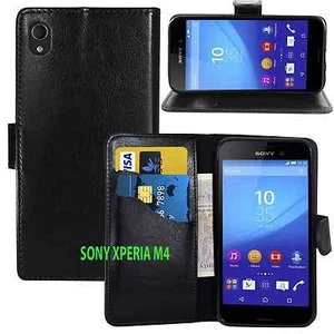 BLACK WALLET CARD SLOT stand GEL CASE FOR SONY PHONE UK seller free dispatch - Picture 1 of 22