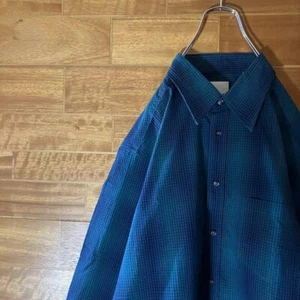 Yohji Yamamoto Long Sleeve Shirt Plaid Pattern Blue Size L JAPAN USED - Picture 1 of 15