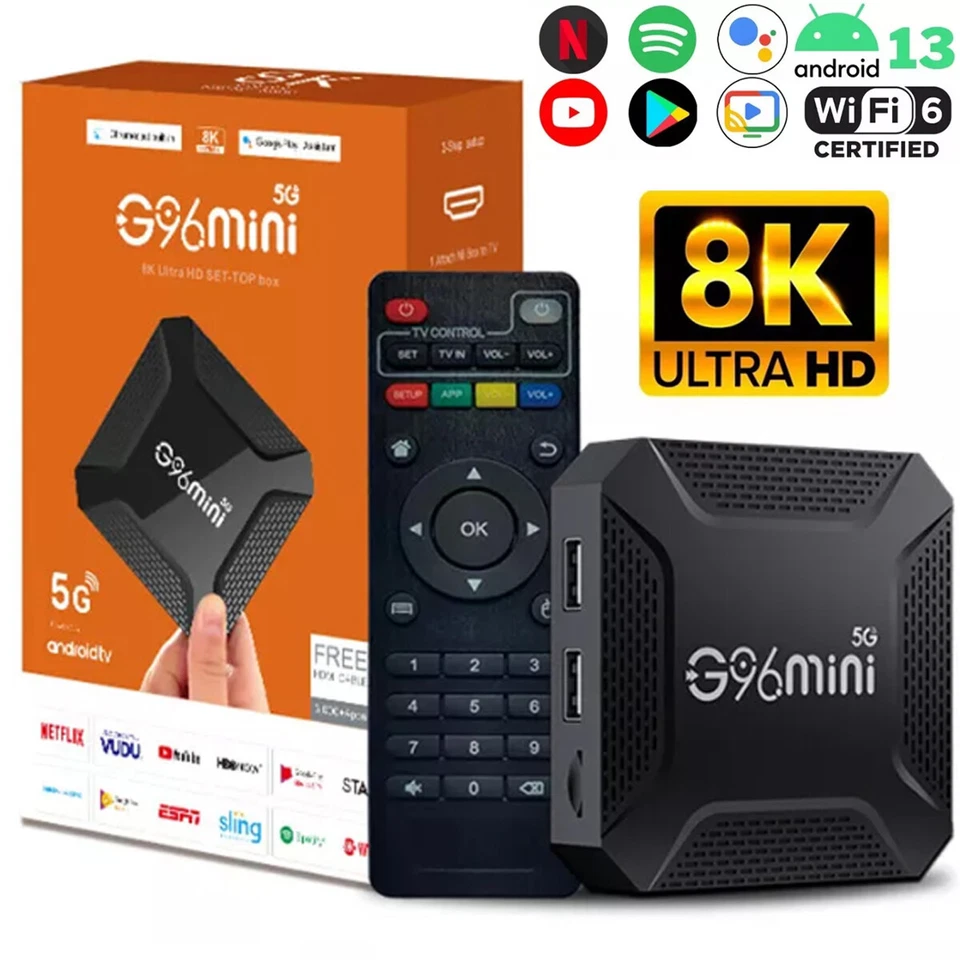 2025 Upgraded Smart Android 13.0 TV Box Quad Core 8K 2.4G WIFI HD Stream Player - Image 1 of 4