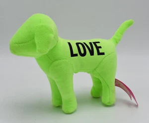 Victoria Secret PINK 6" Dog Neon Green Velour w/ Black Letter Love Plush Ltd Ed - Picture 1 of 3